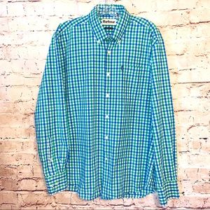 Barbour LS Regular Fit Green & Blue Plaid Button Down Shirt